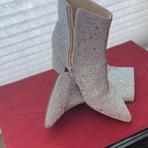 Betsy Johnson Rhinestone Embellished Ankle Boots